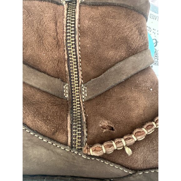 Cabelas Leather Shearling Lined Winter Boots Womens 8 Brown Buckle Strap Outdoor - Picture 3 of 10